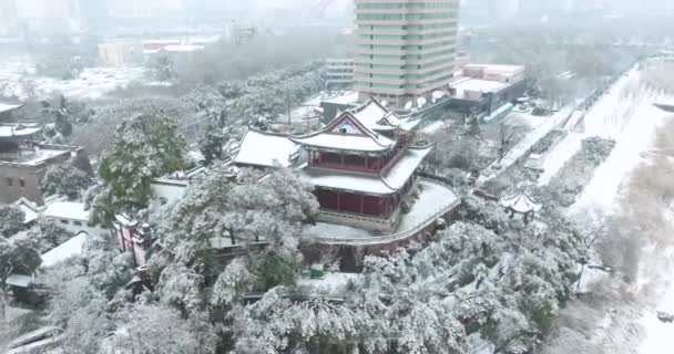 Parc du pavillon Wuhan Qingchuan paysage de neige - Séquence, vidéo