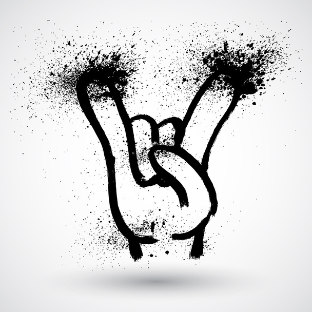 Grunge rock hand sign - Διάνυσμα, εικόνα
