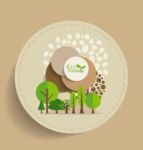 Doğa afiş, Eco organik etiket ve soyut ağaçlar kartlarla. - Vektör, Görsel