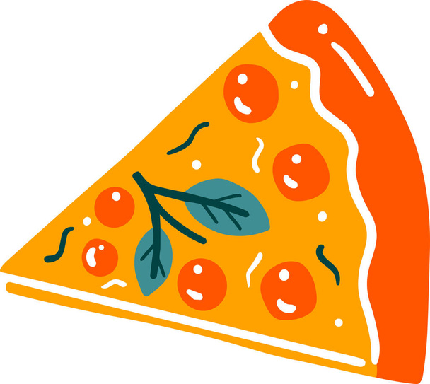 izolált szelet pizza lapos stílus a háttérben - Vektor, kép