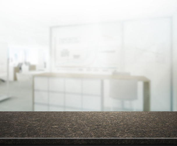 Wood Table Of Blur Background in Office - Фото, зображення