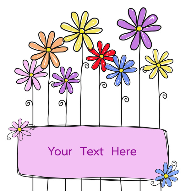 flowers doodle with square for your text vector - Вектор, зображення