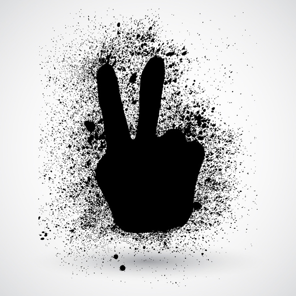 Victory fingers grunge icon - Διάνυσμα, εικόνα