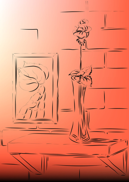 Róża z murem - Wektor, obraz