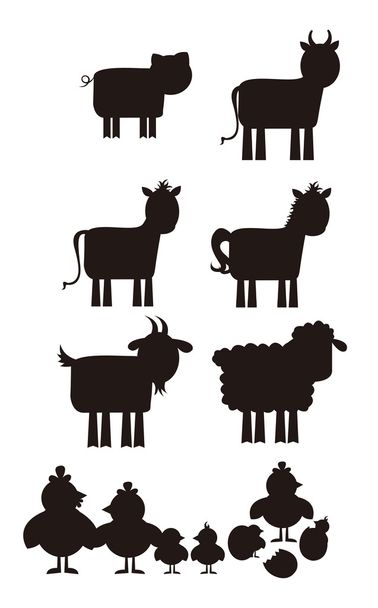 Силуэт сельскохозяйственных животных
 - Вектор,изображение