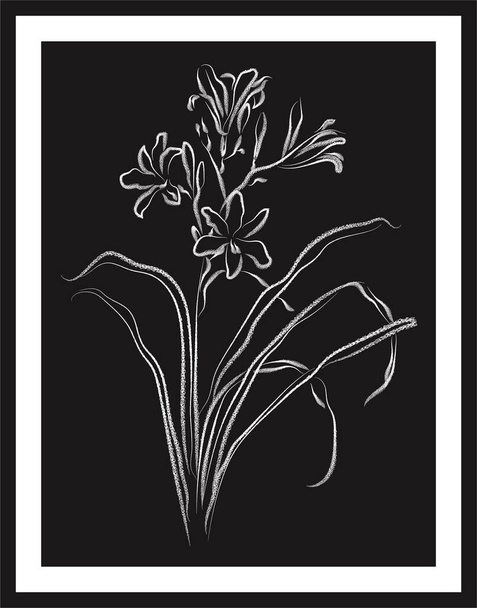 Flowers sketch. Vector poster. Living room poster, wall decoration poster - Vector, Image