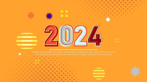 Colorful colourful vector abstract new year 2024 banners shapes element. Happy new year 2024 background - Vector, Image