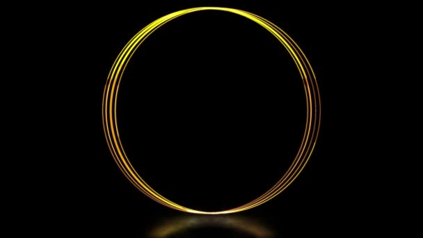 Zářící smyčka ikony kruh neon efekt, černé pozadí - Záběry, video