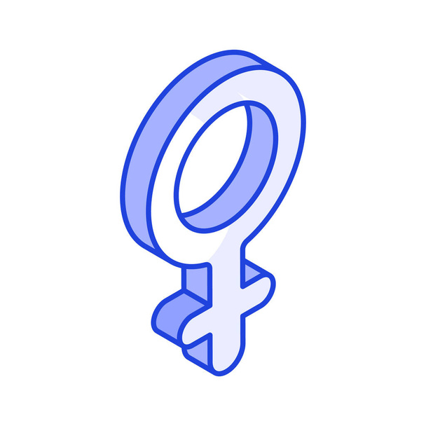 Удивительная изометрическая икона женского символа, мужская концепция - Вектор,изображение