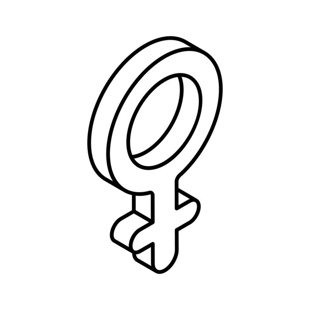 Удивительная изометрическая икона женского символа, мужская концепция - Вектор,изображение
