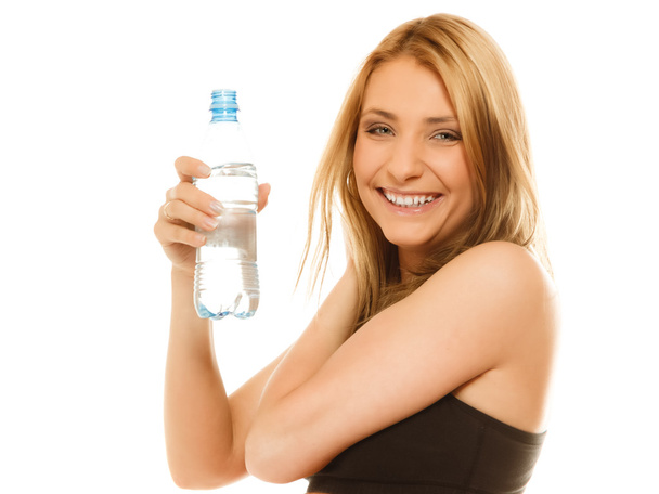 Sporty fit girl drinking water - Photo, image