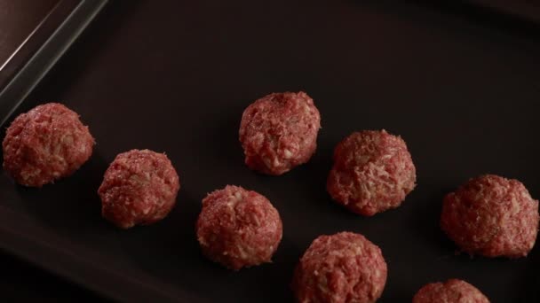  making raw meatballs close up - Footage, Video