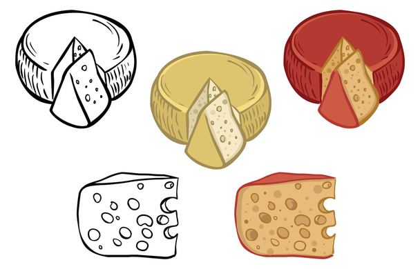 векторний набір значків сиру
 - Вектор, зображення