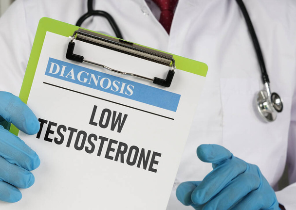 Faible diagnostic de testostérone est montré à l'aide d'un texte - Photo, image
