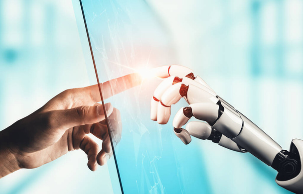 XAI 3D renderizado desarrollo de tecnología de robot androide futurista, inteligencia artificial AI, y el concepto de aprendizaje automático. Investigación científica biónica robótica global para el futuro de la vida humana. - Foto, Imagen