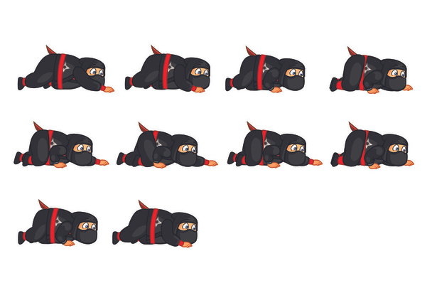 Fat Ninja Crouching Sprite - Vector, Image