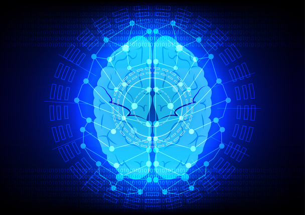 abstrack cerebro tecnología digital en backgrond azul
 - Vector, imagen