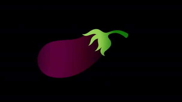 Ένα μωβ και πράσινο εικονίδιο μελιτζάνας βρόχο βίντεο animation έννοια με κανάλι άλφα - Πλάνα, βίντεο