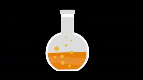 Tubo de teste de laboratório Flask com animação de loop de conceito de ícone líquido colorido com canal alfa - Filmagem, Vídeo
