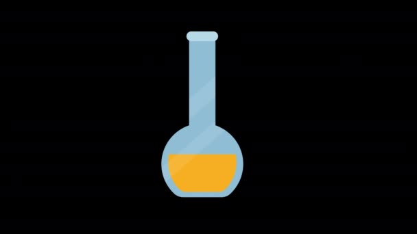Tubo de ensayo de laboratorio Matraz con color líquido icono concepto lazo animación con canal alfa - Imágenes, Vídeo