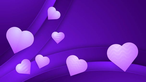 Vetor violeta roxo fundo amor moderno realista com elemento do coração. Vetor Valentim para cartaz, folheto, cartão de saudação, cabeçalho para o site - Vetor, Imagem