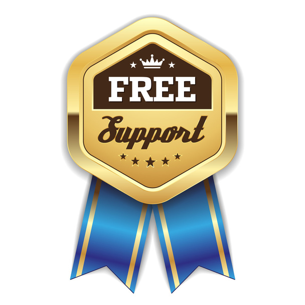 Gold free support badge - Vector, Image