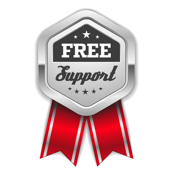 Silver  free support badge - Vector, Image
