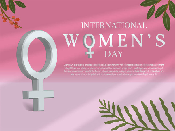Journées internationales de la femme avec vecteur réaliste d'illustration de signe de genre féminin 3d  - Vecteur, image
