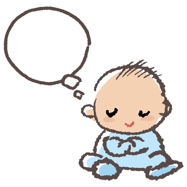 赤ちゃん男の子交差腕と思考 - ベクター画像