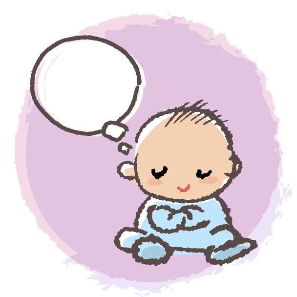 赤ちゃん交差腕と思考 - ベクター画像