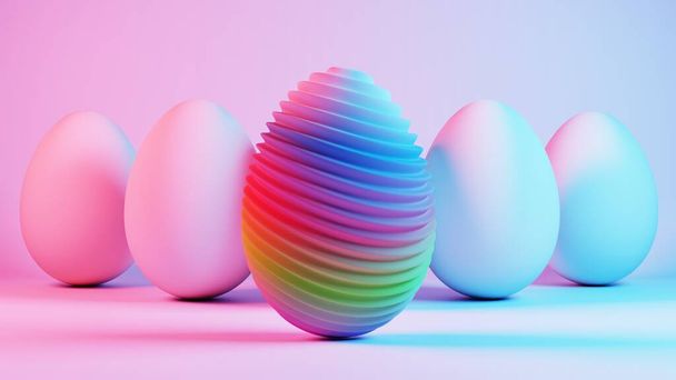 Gösterişli cam desenli minimalist Paskalya yumurtası tasarımı geleneksel tatil dekoruna çağdaş ve zarif bir yaklaşım sunuyor.. - Fotoğraf, Görsel