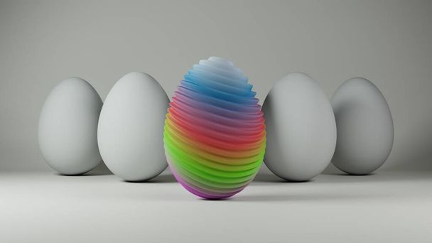 Gösterişli cam desenli minimalist Paskalya yumurtası tasarımı geleneksel tatil dekoruna çağdaş ve zarif bir yaklaşım sunuyor.. - Fotoğraf, Görsel