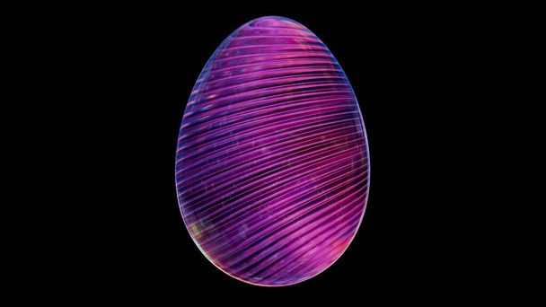 3D minimalistický design velikonočních vajíček se skleněnou texturou a retro vlnovými prvky, spojující klasický symbol dovolené s moderní estetikou - Fotografie, Obrázek