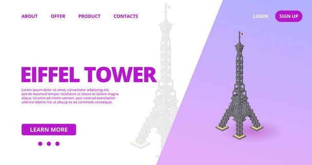 Webová šablona s Eiffelovou věží. Vektorová ilustrace - Vektor, obrázek
