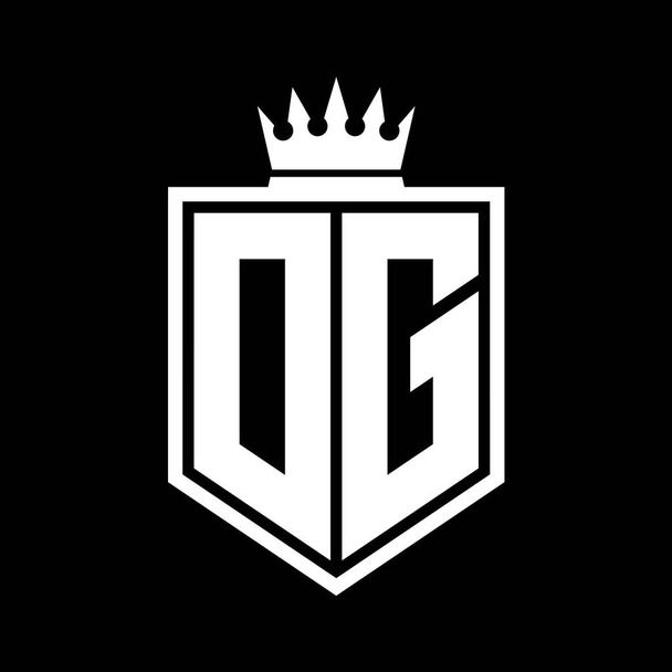 DG Lettre Logo monogramme gras bouclier forme géométrique avec contour de la couronne modèle de conception de style noir et blanc - Photo, image