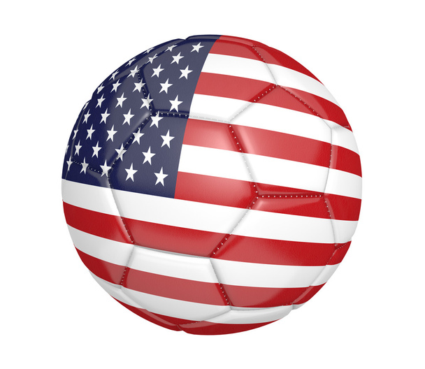 Μπάλα ποδοσφαίρου ή ποδοσφαίρου, με τη σημαία της χώρας των Ηνωμένων Πολιτειών - Φωτογραφία, εικόνα
