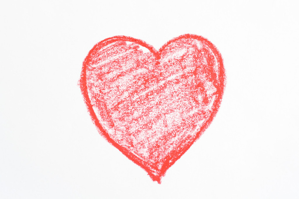 rode pastel crayon hart - Foto, afbeelding