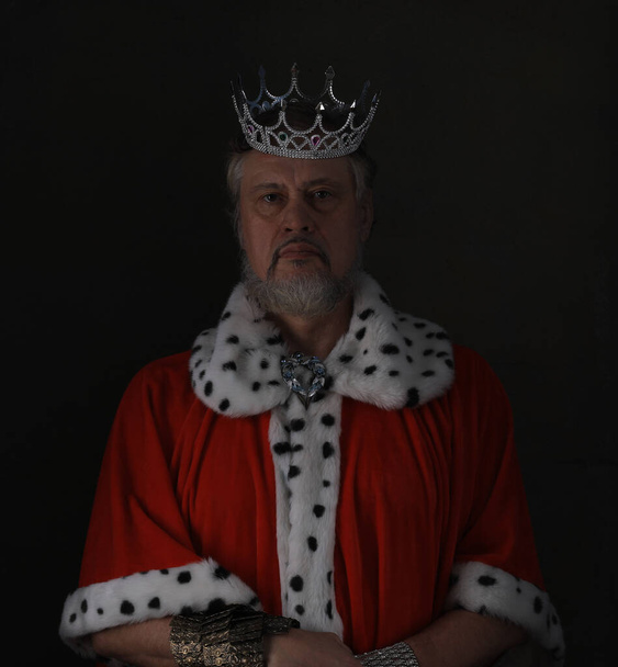  中世のひげの王の肖像画 - 写真・画像
