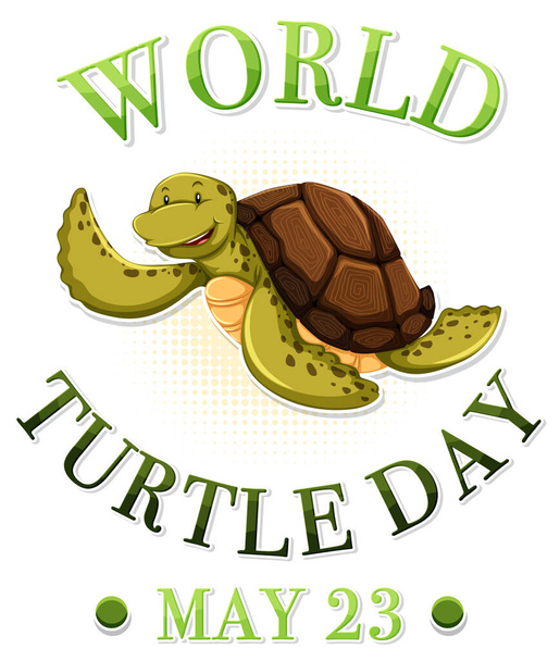 Vidám teknős grafika a teknős világnapi esemény - Vektor, kép