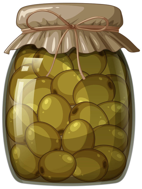 Graphique vectoriel d'un bocal scellé rempli d'olives. - Vecteur, image