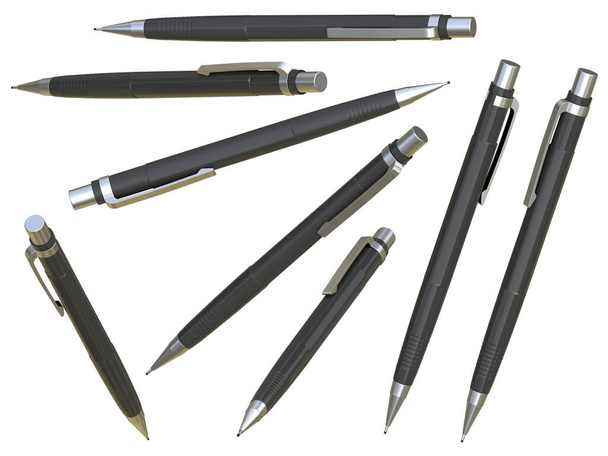 Plástico lápiz negro, Esta es una imagen generada por ordenador 3d renderizado. Aislado sobre blanco. - Foto, Imagen