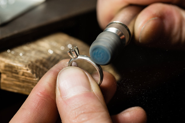 Man polishing Ring. - Photo, Image