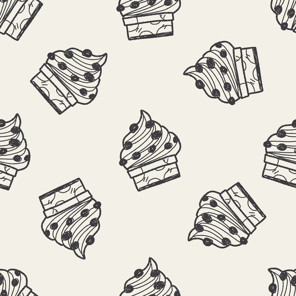 Doodle taart naadloze patroon achtergrond - Vector, afbeelding