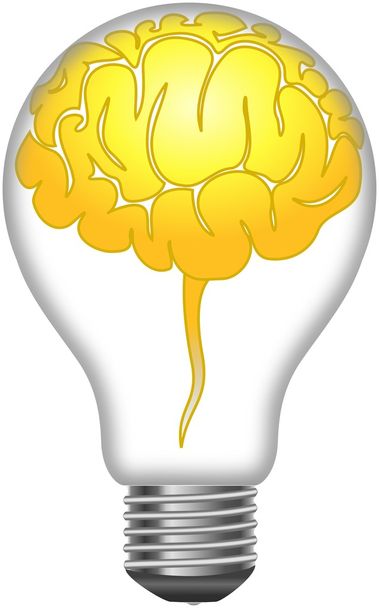 Cérebro dourado na lâmpada
 - Foto, Imagem