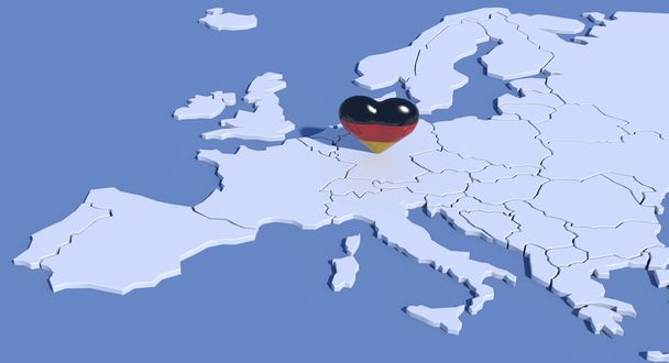 Európa Térkép a 3D-s szív Németország - Fotó, kép