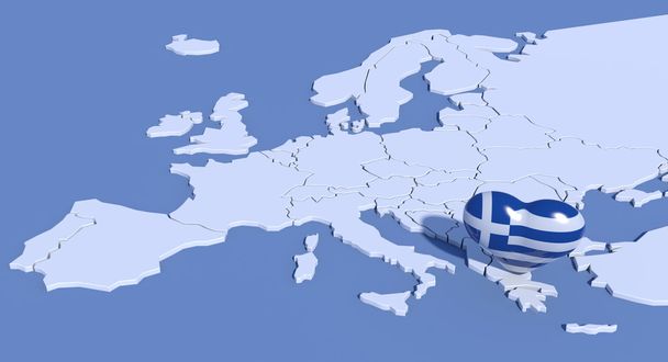 Europa mapa 3d z serca Grecja - Zdjęcie, obraz