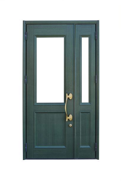 Puerta verde de madera cerrada
 - Foto, imagen