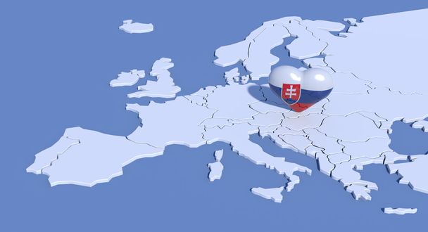 Europe carte 3d avec coeur Slovaquie
 - Photo, image