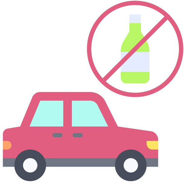 Icône de conduite sans alcool, accident de voiture et illustration vectorielle liée à la sécurité - Vecteur, image