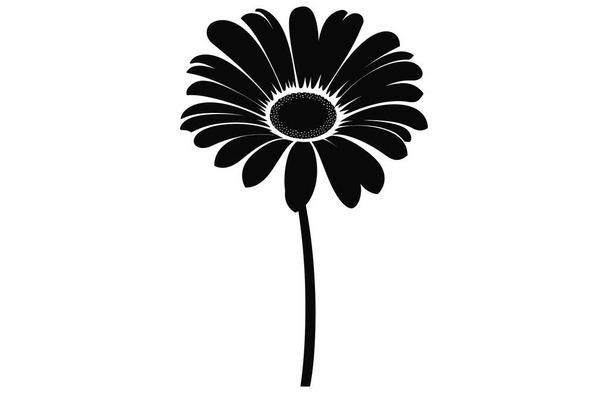 Η σιλουέτα των λουλουδιών Ζέρμπερα. Floral διάνυσμα φόντο με daisy.Vector σύνολο από λουλούδια gerbera με μίσχους απομονώνονται σε λευκό φόντο. - Διάνυσμα, εικόνα